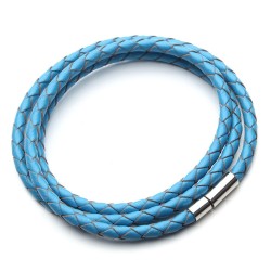 Äkta flätat läder - armband med magnetspännen