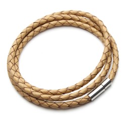 Äkta flätat läder - armband med magnetspännen