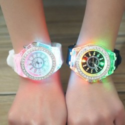 GENEVA - Quartz watch - crystals - silicone strap - with LED lightWatches