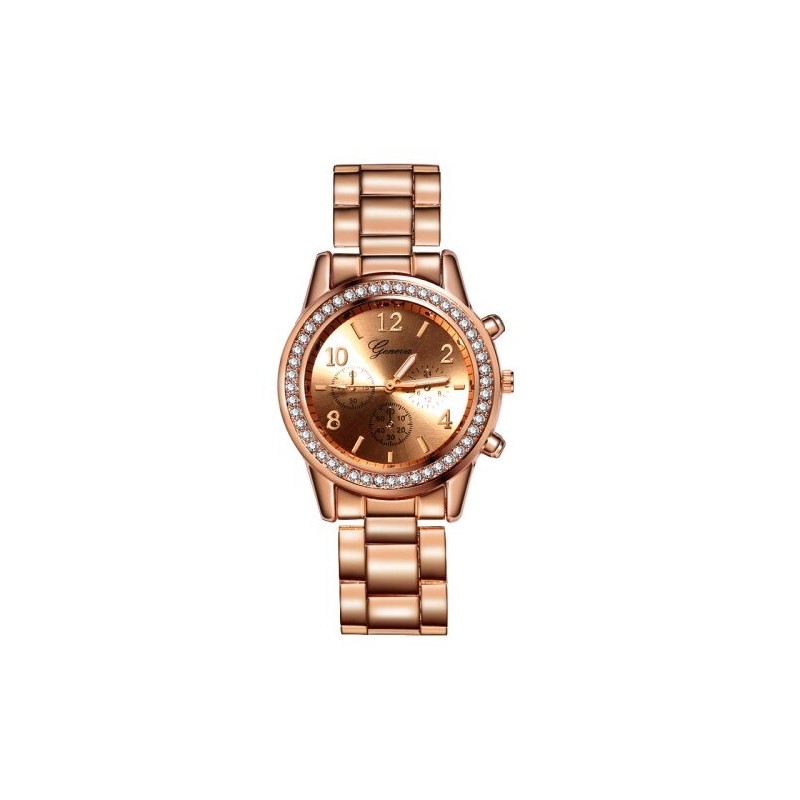 GENEVA - luxurious stainless steel watch - with rhinestones / braceletWatches