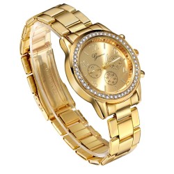 GENEVA - luxurious stainless steel watch - with rhinestones / braceletWatches