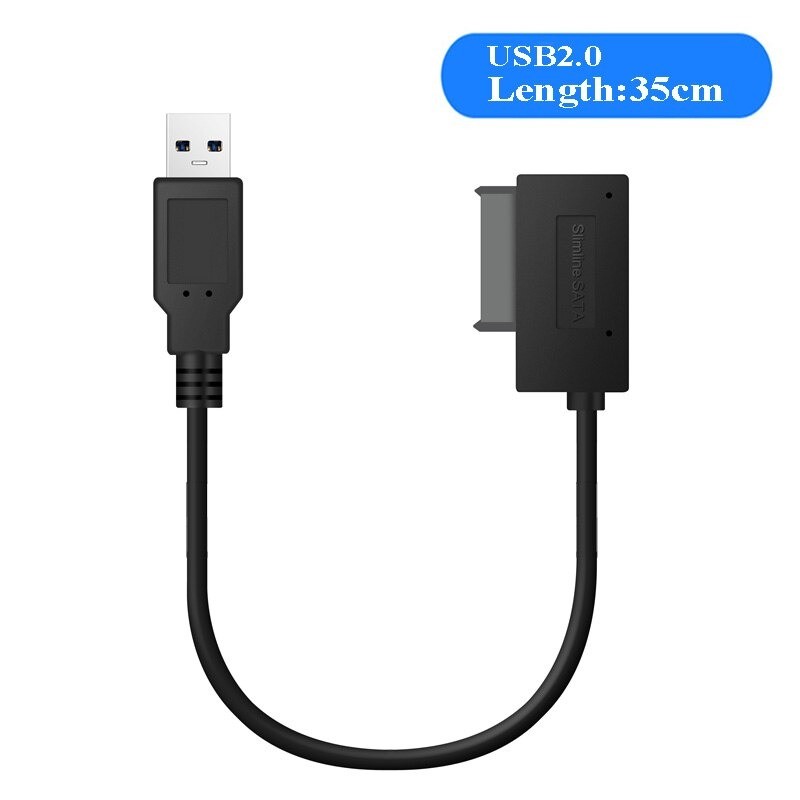 USB 2.0 - 3.0 till mini Sata II 7+6 13Pin - adapter - kabel - för laptop CD/DVD ROM Slimline Drive