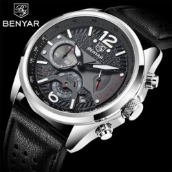 BENYAR - sport Quartz klocka - vattentät - läderband