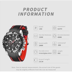 LIGE - sports Quartz watch - luminous - waterproof - silicone strapWatches