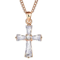 Kristallkorsformad hängsmycke - med halsband