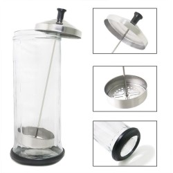 Frisörverktyg sterilisering - desinficerande burk - glasflaska - sax / kammar