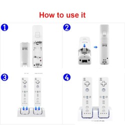 Wii Controller dubbel USB-laddare med 2x 2800mAh batterier
