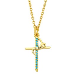 Retro Jesus / korshänge - med halsband - färgglad kristallzirkon