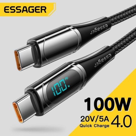Essager - USB typ C till USB C kabel - PD snabbladdning - med digital display - 100W / 5A