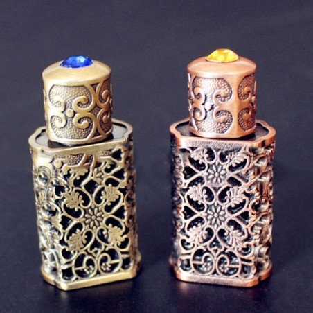 Retro parfymflaska i metall - med kristall - arabisk stil - 3ml