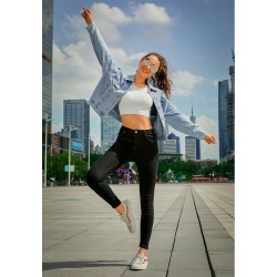 Penciljeans med hög midja - stretch lycra - Slim
