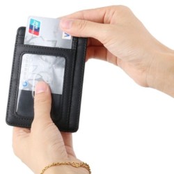 Smal läderplånbok - kreditkortshållare - RFID-blockering