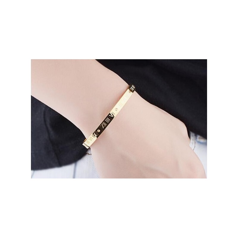 Elegant armband - ihåliga romerska siffror - titanstål - unisex