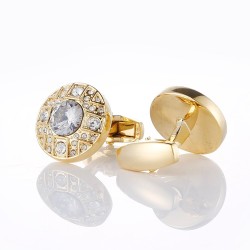 Luxurious gold cufflinks - with crystalsCufflinks