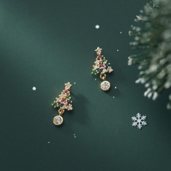 Färgglad julgran i kristall - 925 sterling silver örhängen