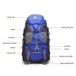 Camping / sport vattentät ryggsäck - stor kapacitet - 50L