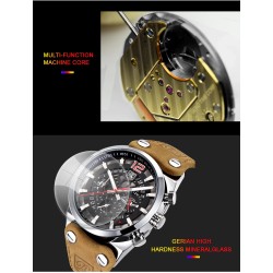 BENYAR - sport Quartz klocka - vattentät - läderband