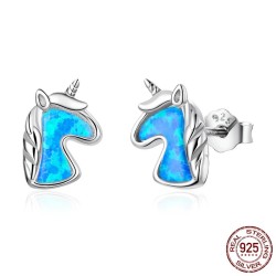 Enhörningsörhängen - blå opal - 925 sterling silver