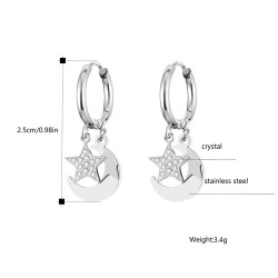 Small circle earrings - moon / crystal starEarrings