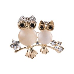 Double owl brooch - opal / crystalsBrooches