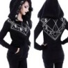 Halloween black hoodie - with zipper - white Gothic style printHoodies & Jumpers