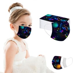 Skyddande ansikts-/munmask - engångs - 3-lagers - färgglada stjärnor tryckta - för barn - 50 stycken