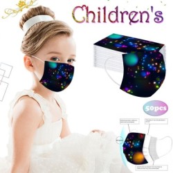 Skyddande ansikts-/munmask - engångs - 3-lagers - färgglada stjärnor tryckta - för barn - 50 stycken