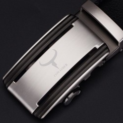 Elegant herrbälte - automatiskt metallspänne - äkta läder