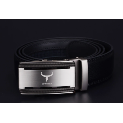 Elegant men's belt - automatic metal buckle - genuine leatherBelts