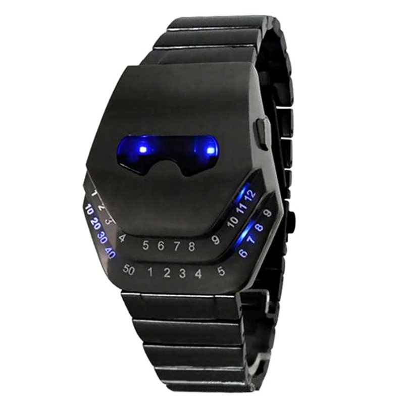 Fashionable black stainless steel watch - snake head - blue LEDWatches