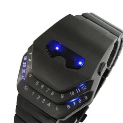 Fashionable black stainless steel watch - snake head - blue LEDWatches