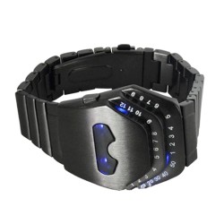 Fashionable black stainless steel watch - snake head - blue LEDWatches