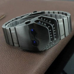 Fashionable black stainless steel watch - snake head - blue LEDWatches