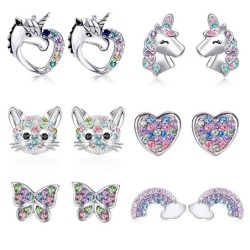 Stylish silver earrings - unicorn - cat - butterfly - rainbow - starEarrings
