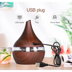 Ultraljudsluftfuktare - diffusor för eteriska oljor - LED - USB - 300ml