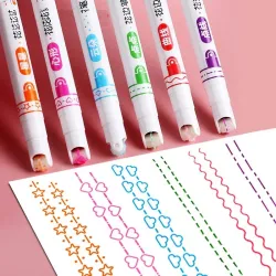 Rullpenna - art maker highlighter - med mönster - stjärnor - våg - moln - hjärtan - 6 stycken