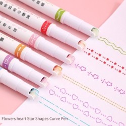 Konstnärlig penna - böjda linjer markör - rullpenna med mönster - 6 stycken