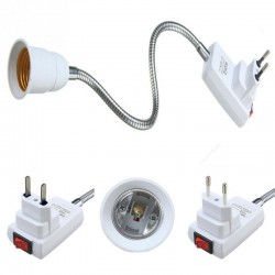 Flexibel lamphållare - förlängningsadapter - sockel med strömbrytare - E27
