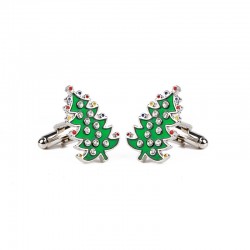 Cufflinks with a green Christmas treeCufflinks