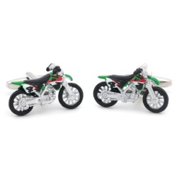 Moderna manschettknappar - grön motorcykel