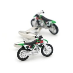 Moderna manschettknappar - grön motorcykel