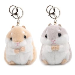 Fluffy fur mini hamster - keychainKeyrings