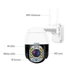 Säkerhetsövervakningskamera - mörkerseende - utomhus - WiFi - 2 MP - PTZ - HD - 1080P
