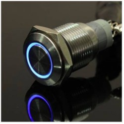 Metalltryckknappsbrytare - självåterställning - LED - 16mm