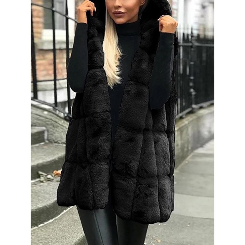 Warm winter fur coat - hooded vestJackets