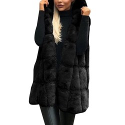 Warm winter fur coat - hooded vestJackets
