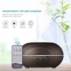 Ultrasonic air humidifier - essential oils diffuser - LED - remote control - wood grain - 500 mlHumidifiers