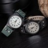 Fashionable military quartz watch - leather strap - unisexWatches