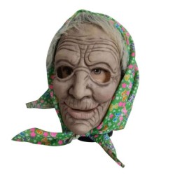 Halloween helmask - läskig mormor med huva