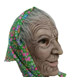 Halloween helmask - läskig mormor med huva